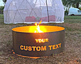 Personalized Heavy Duty Fire Ring, Custom Backyard Fire Ring, Outdoor Metal Fire Pit With Family Name, Steel Fire Pit, Gift For Him