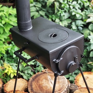 Portable Wood Burning Stove Brazier with Skewers for Camping and Outdoor cooking