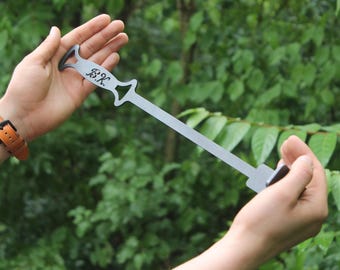 Atizador para fogatas, herramienta de hierro resistente para exteriores, ideal para fogatas, chimeneas y barbacoas, estilo herrero, regalo para él.