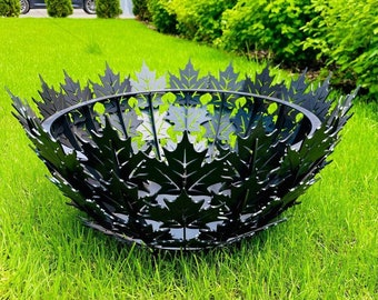 Heavy Duty Collapsible Metal Fire Pit Leaves for Outdoor And Backyard Decor, Fire Bowl For BBQ, Backyard Fire Place, Gift For Him
