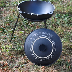 Cast Iron Cauldron With Engraving For Camp Fire Cooking, Tatar Cast Iron Kettle With A Lid, Uzbek Potbelly, Potjie Pots, Bean Pots