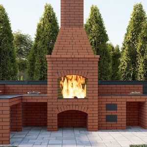 DIY Garden Fireplace Construction Plan, BBQ And Stove With A Sink (Digital Download)