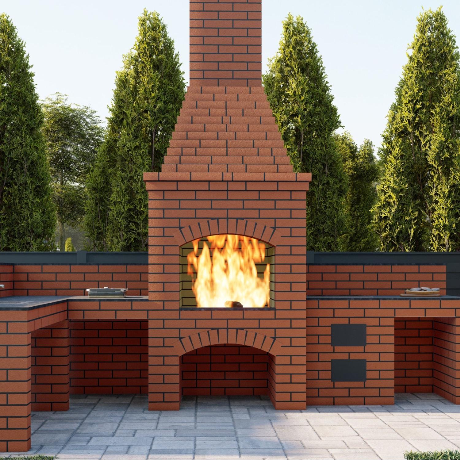 DIY Garden Fireplace Construction Plan, BBQ And Stove With A Sink 