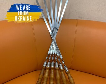 IMEEA Double Prongs BBQ Barbecue Shish Kebab Skewers Stainless Steel Wooden Handle 15 inch,6 Pieces IMEEA Double Prongs BBQ Barbecue Shish Kebab Skewers Stainless Steel Wooden Handle 15 inch,6 Pieces