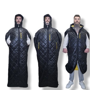 Transform sleeping bag in quilted coat with heating for camping and hiking, Backpacking, Bushcraft gear