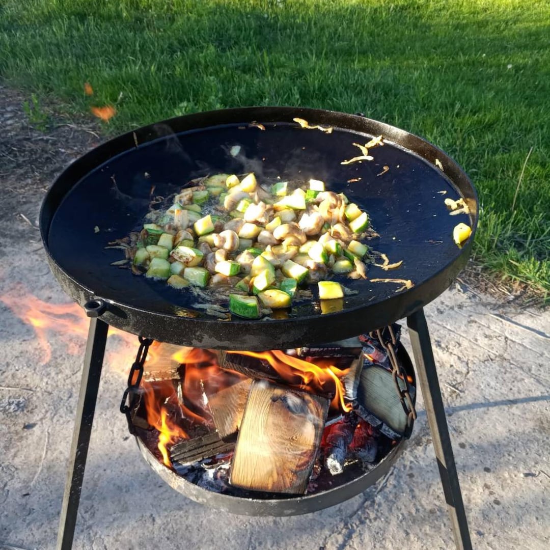 Steel Grill Pan With Stand, Discada Grill Set Ø 40 or 50 Cm 4mm
