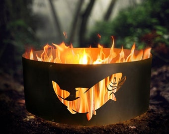 Fish design firepit ring for nature lovers and camping or backyard cooking