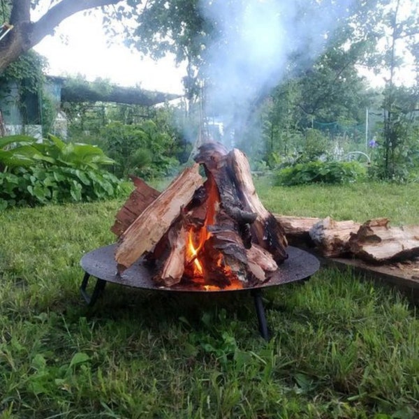 Runde Feuerschale für DIY oder vorhandene Feuerstellen, Holzverbrennung im Freien, Hinterhof-Holzfeuerstelle, Feuerstelle für Wohnmobil mit schwarzer Hochtemperatur-Lackierung