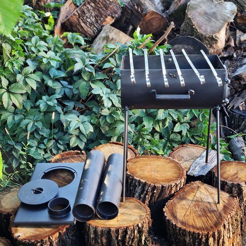 Portable Wood Stove Brazier Camping Fire Wood Heater Folding Hike Barbecue  BBQ Grill Stand Outdoor Camping - AliExpress