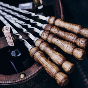 Stainless Steel Skewers Gift Set 29&quot; With A Case, Sticks, Shashlik, Kebab, Meat Mangal Sturdy, Handmade Grill, BBQ Tools