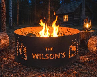 Vuurkorfring met uw naam, Northwood Heavy Duty gepersonaliseerde vuurschaal voor in de achtertuin, vuurkorf met oprichtingsdatum, housewarming cadeau, terras voor in de achtertuin