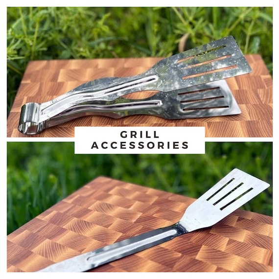 BBQ-AID 3 Piece Grill Set Accessories Tongs, Spatula & Fork Utensils Heavy