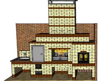 DIY BBQ Complex, Charcoal Grill, Smokehouse, Ukrainian Oven, Outdoor Fireplace Construction Plan, Garden Fire Pits, Stove With Table