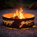 Elvish Steel Fire Pit Ring – Rustic Wood Burning Backyard Decor, Fantasy Garden Gift
