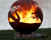 The Dragon Steel Globe Fire Ball 20&quot;, Outdoor Art Fire Place, Plasma Cut Fire Pit, Garden Globe Sphere, Patio Fire Pits - Custom Designs