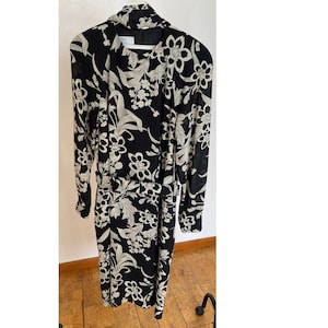FINK black and beige dress 80&#39;s with belt and collar in same fabric