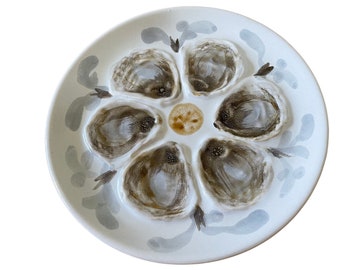 2 of 4 Oyster plates Faience St Amand hand painted French pottery