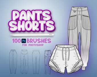 100 pinceles para pantalones y shorts de Photoshop, pinceles de desgaste de Adobe Fresco, sellos para ropa, pinceles para ropa de Adobe Photoshop, pinceles para pantalones cortos