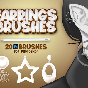 20 Photoshop Earrings Brushes, Adobe Fresco Jewelry Brushes, Earrings Stamp, Adobe Photoshop Jewels Brushes, Photoshop Bijouterie, Accessory