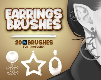 20 pinceles de pendientes de Photoshop, pinceles de joyería de Adobe Fresco, sello de pendientes, pinceles de joyas de Adobe Photoshop, bisutería de Photoshop, accesorio