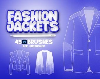 45 pinceles para chaquetas de moda de Photoshop, pinceles para abrigos de Adobe Fresco, sellos para ropa, pinceles para telas de Adobe Photoshop, pinceles para chaquetas, pinceles para personas