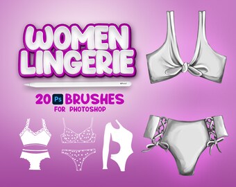 20 Photoshop Frau Dessous Pinsel, Adobe Fresco Unterwäsche Pinsel, Dessous Stempel, Adobe Photoshop Unterwäsche Pinsel, Set Vorlagen