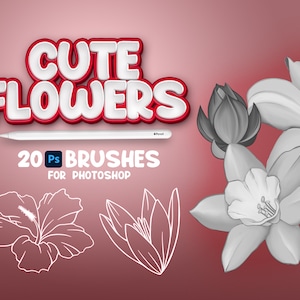 20 Photoshop Flowers, Adobe Fresco Floral Brushes, Flowers Stamp, Adobe Photoshop Blossom Brushes, Fresco Flowers Brushes, Woman Brushes