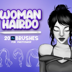 20 Photoshop Woman Hairdo Brushes, Adobe Fresco Woman Hairstyle Brush, Haircut Stamp, Adobe Photoshop Coiffure Brush, Photoshop Braid Brush