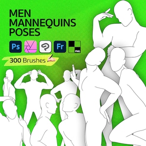 300 Photoshop Male Mannequins Poses Brushes, Adobe Fresco Male Poses Brushes, Adobe Photoshop Male Body Brushes, Fresco Brushes, CSP Brushes