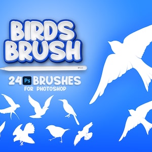 24 Photoshop Birds Brushes, Adobe Fresco Birdie Brush, Bird Stamp, Adobe Photoshop Animals Brush, Photoshop Fowl Brushes, Feathered Creature