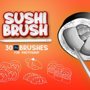 30 Photoshop Sushi Brushes, Adobe Fresco Food Brushes, Sushi Stamp, Adobe Photoshop Sashimi Brushes, Photoshop Nigiri Brush, Sushi Roll Fish