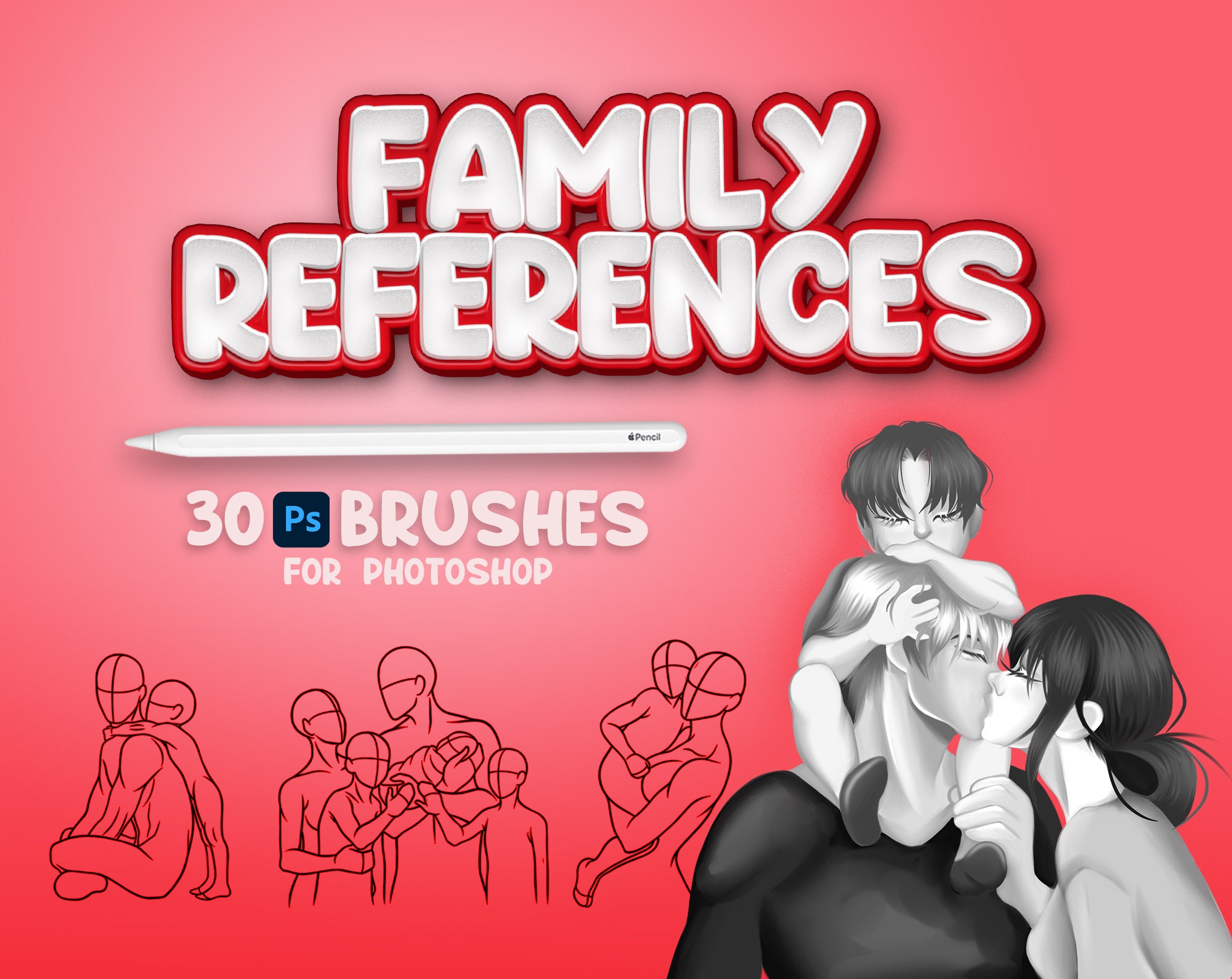 30 Photoshop Family References Brushes, Adobe Fresco Family Brushes, Family Stamp, Adobe Photoshop People Brushes, Photoshop Household Brush