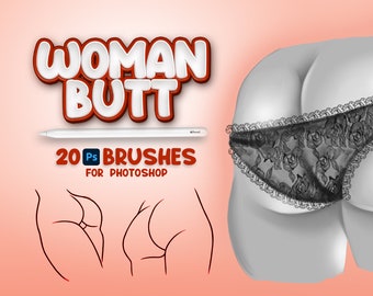 20 Photoshop Butts Brushes, Adobe Fresco Buttocks Brush, Breech Stamp, Adobe Photoshop Backside Brushes, Photoshop Ass Brushes, Derriere