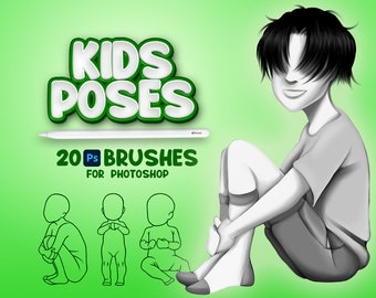 20 Photoshop Kids Poses Brushes, Adobe Fresco Children Poses Brush, Kids Stamp, Adobe Photoshop Child Brushes, Photoshop Baby Brush, Toddler