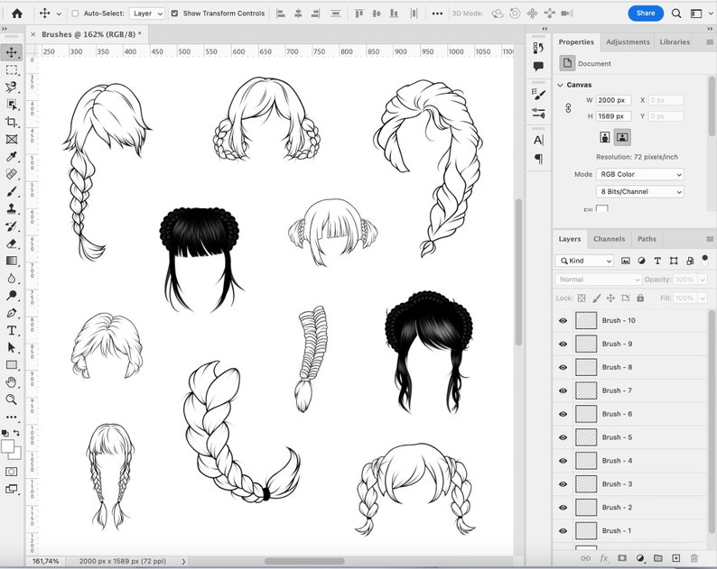 20 Braids Brushes Adobe Fresco Braid Brush Braids Etsy