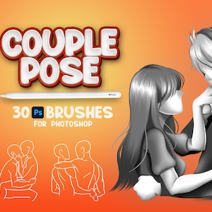 30 Photoshop Couple Poses Brushes, Adobe Fresco Love Brush, Couple Stamp, Adobe Photoshop Lovers Poses Brushes, Photoshop Boy Girl Brushes