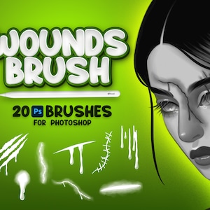 20 Photoshop Wounds Brushes, Adobe Fresco Hurt Brush, Face Stamp, Adobe Photoshop People Brushes, Photoshop Person Brushes, Appearence Brush