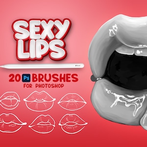 20 Photoshop Sexy Lippen Pinsel, Adobe Fresco Lippen Pinsel, Lippen Stempel, Adobe Photoshop Menschen Körperteile Pinsel, Photoshop Gesichts Pinsel