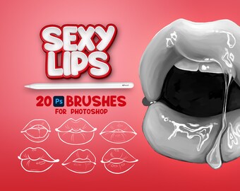 20 Photoshop Lips Brushes, Adobe Fresco Lips Brushes, Lips Stamp, Adobe Photoshop People Body Parts Brushes, Photoshop Face Brushes
