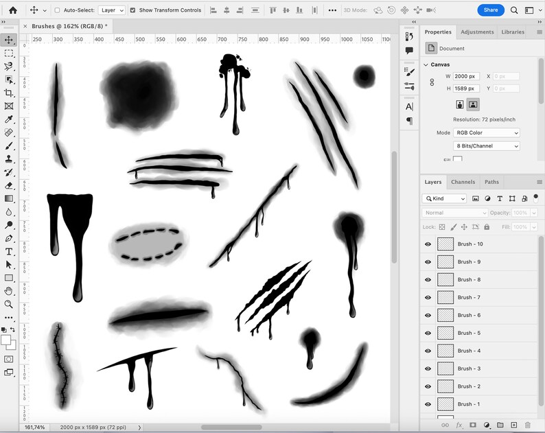20 Wounds Brushes Adobe Fresco Hurt Brush Face Etsy