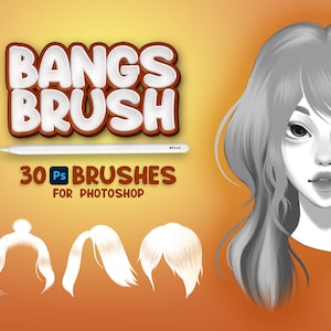 30 Photoshop Bangs Brushes, Fresco Bangs Brush, Bangs Stamp, Photoshop Hair Brush, Adobe Photoshop Hairdo Brushes, Photoshop Hairstyle Brush