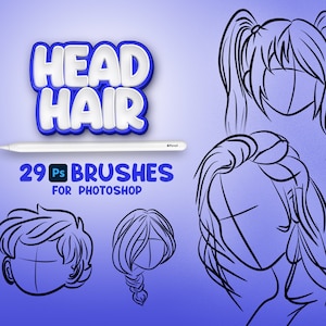 29 Photoshop Head Hair Brushes, Adobe Fresco Hairdo Brushes, Haircut Stamp, Adobe Photoshop Coiffure Brushes, Photoshop Hairstyle Brushes