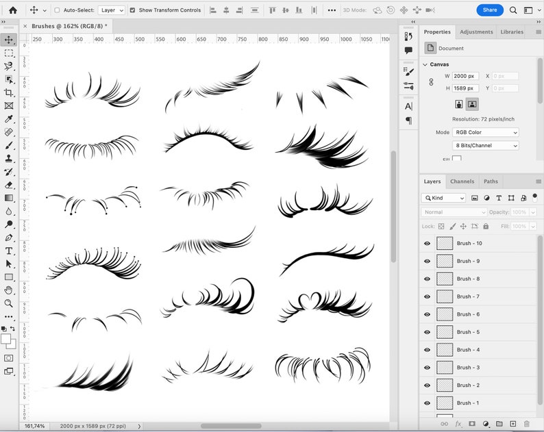 30 Eyelashes Brushes, Adobe Fresco Lashes Brushes, Eyelashes