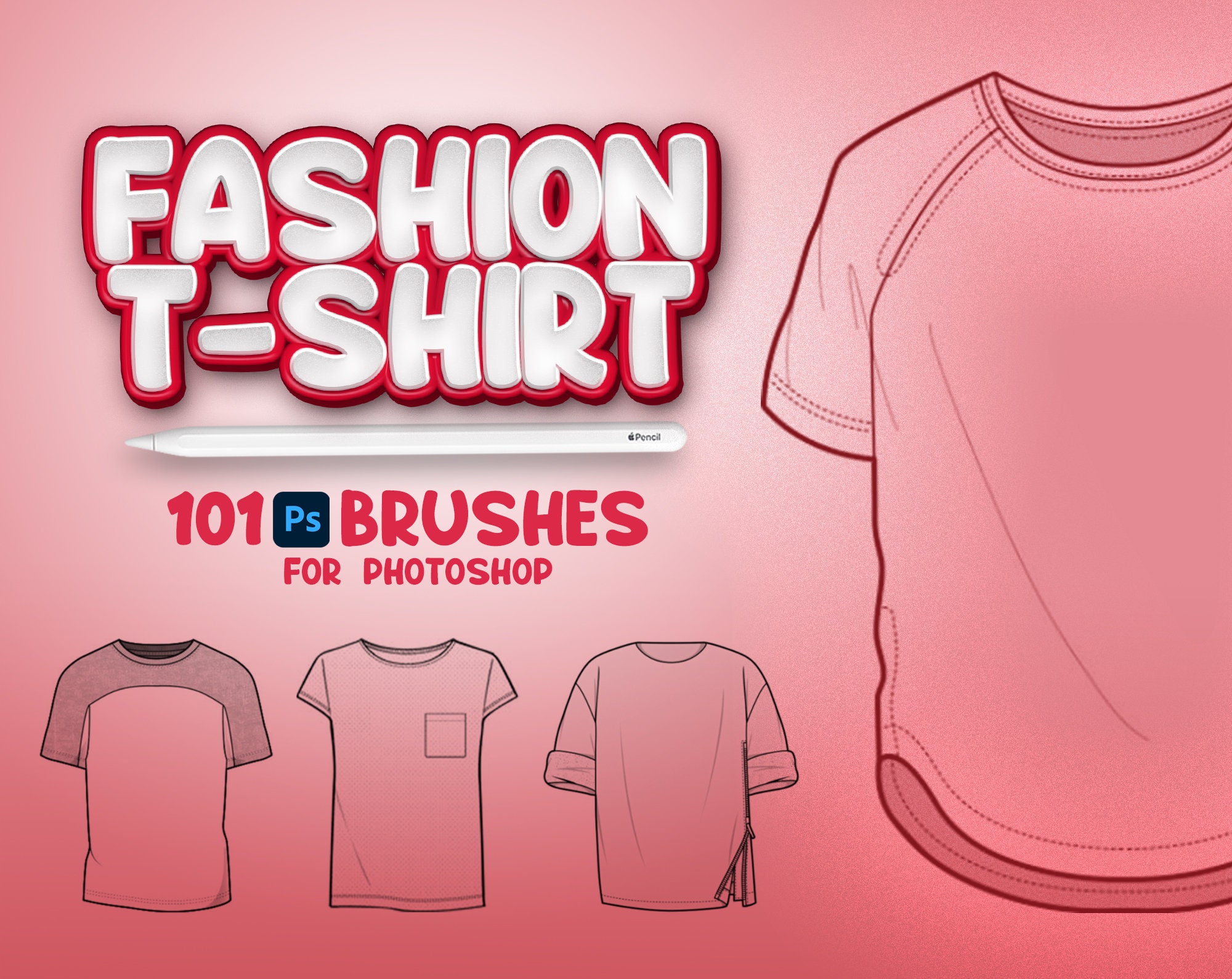 101 Tshirts Brushes, Adobe Fresco Wear Brushes, Tshirt