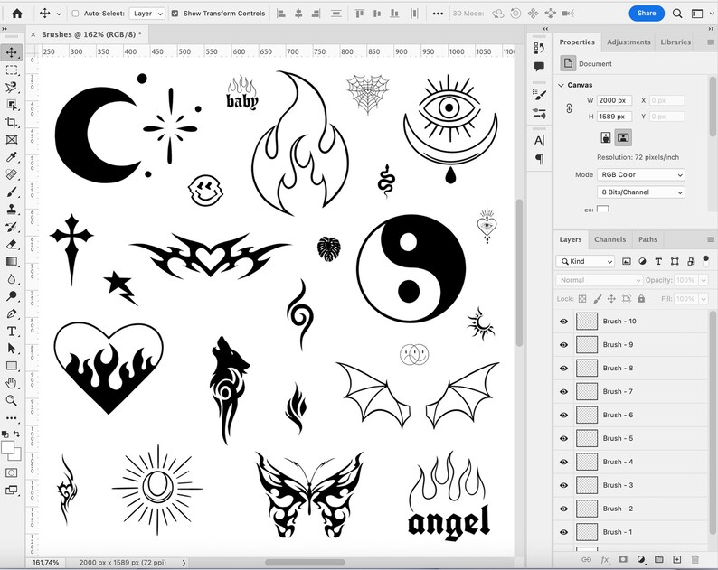 30 Tattoo Brushes Adobe Fresco People Body Ink Etsy