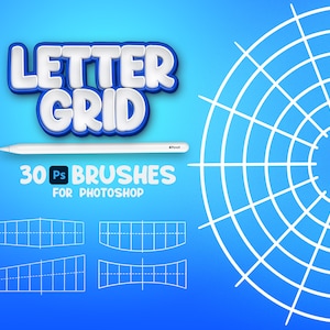 30 Photoshop Letter Grids Brushes, Adobe Fresco Letter Frames Brushes, Letter Grids Stamp, Adobe Photoshop Calligraphr Brushes, Words Brush