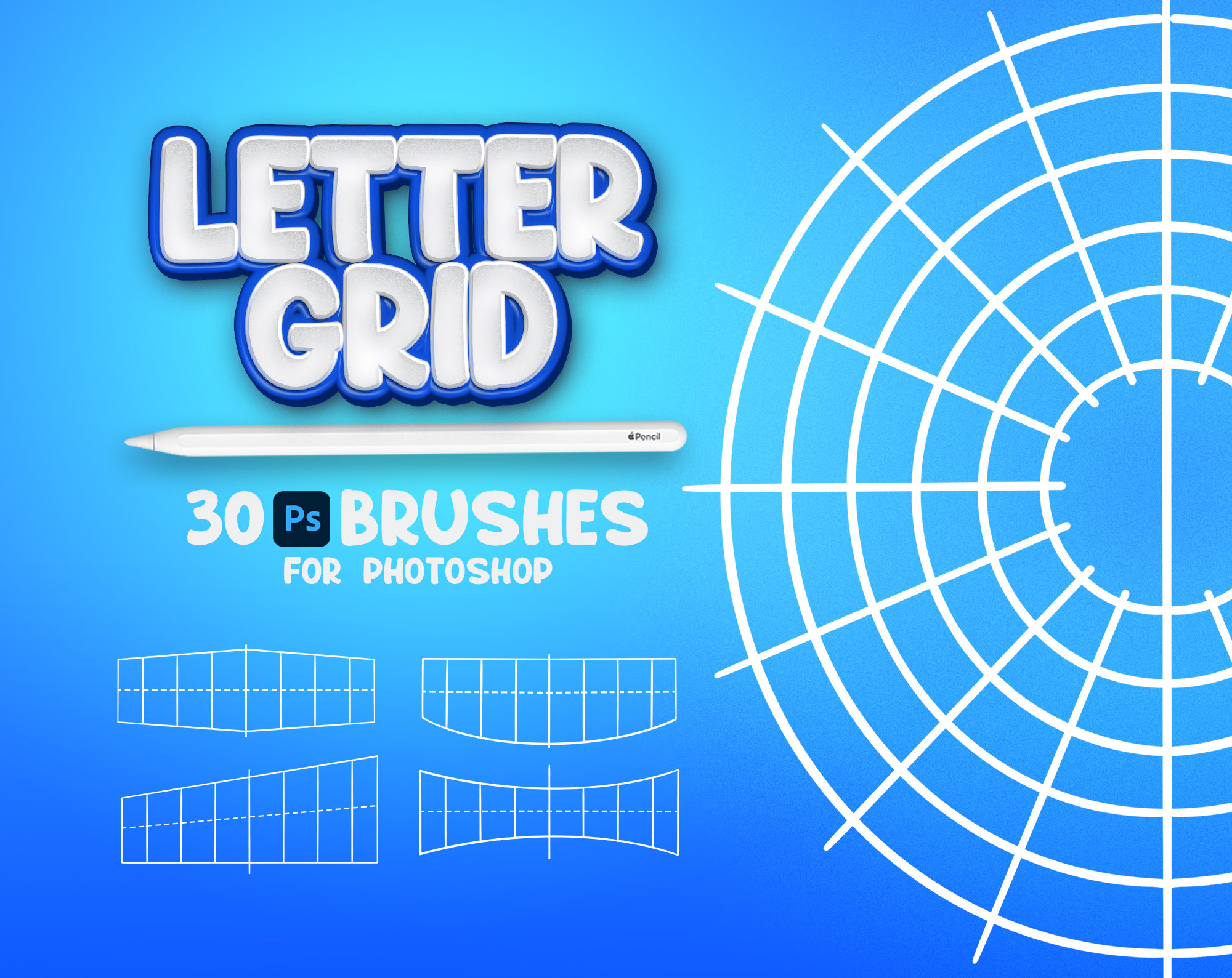 30 Letter Grids Brushes, Adobe Fresco Letter Frames Brushes