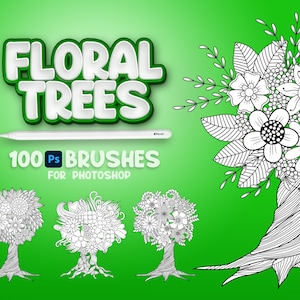 100 Photoshop Floral Trees Brushes, Adobe Fresco Trees Brush, Trees Stamp, Adobe Photoshop Flowers Brushes, Photoshop Plants Brushes, Forest