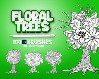 100 Photoshop Floral Trees Brushes, Adobe Fresco Trees Brush, Trees Stamp, Adobe Photoshop Flowers Brushes, Photoshop Plants Brushes, Forest