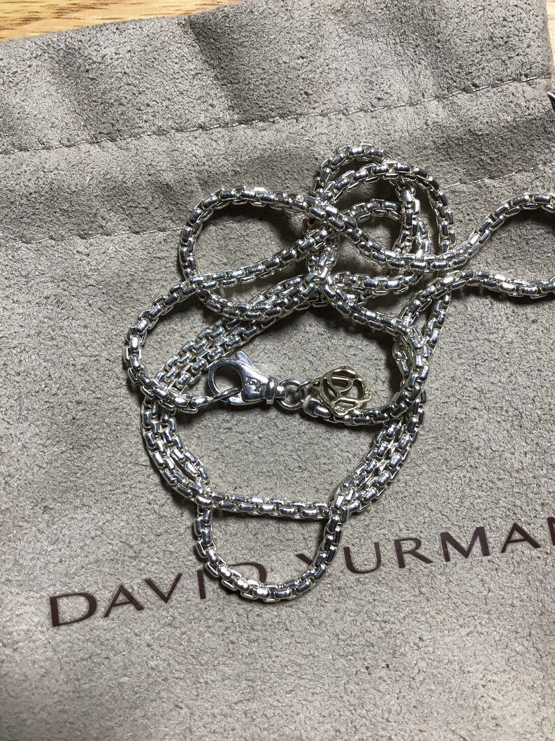 Vintage David Yurman 2.7mm Sterling Silver Box Chain Necklace Etsy